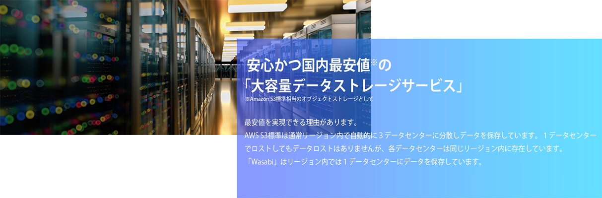 安心かつ国内最安値の「大容量データストレージサービス Wasabi(ワサビ)」